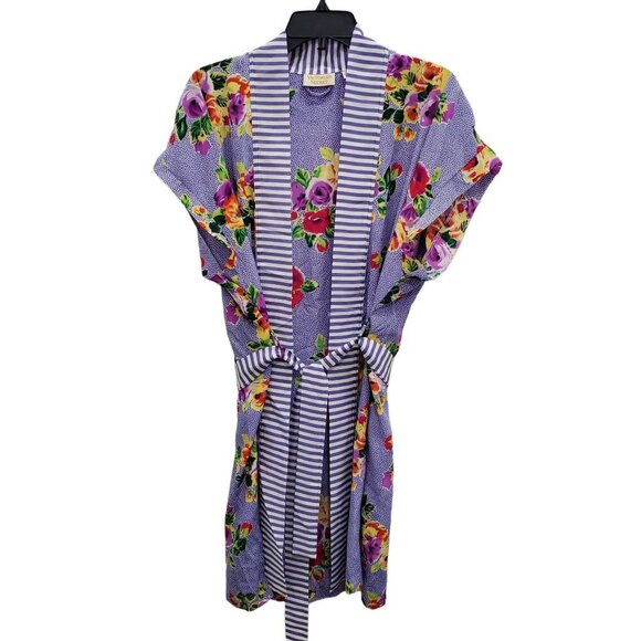 Victoria's Secret Vintage 90s Gold Label Mixed Print Slip Negligee + Robe Set P - Picture 2 of 9